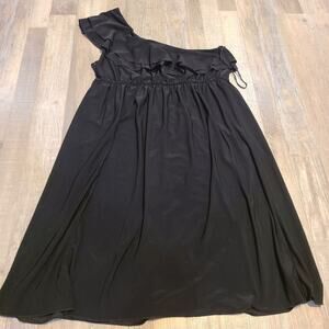 Star vixen women's large one shoulder elastic waistband midi black dress